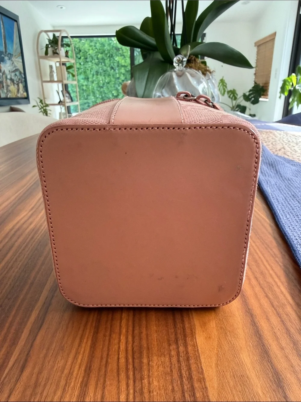 Vintage Gucci Pink GG Canvas Vanity Case with Top Handle